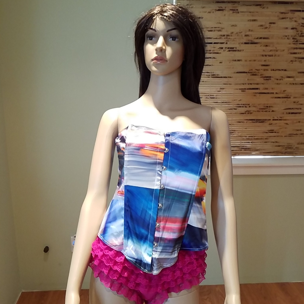 Akira Bright Colored Bustier With Metal Size XL